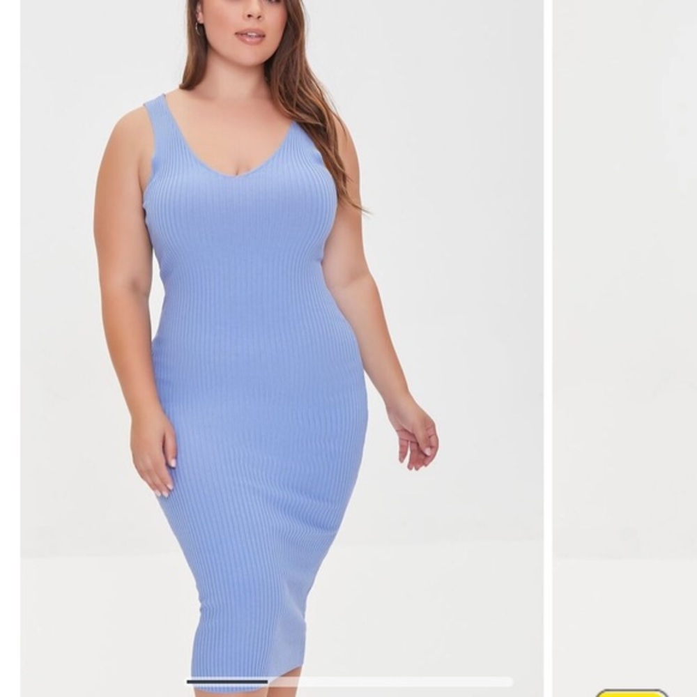 Forever 21 Plus 0X Blue Ribbed Tank dress